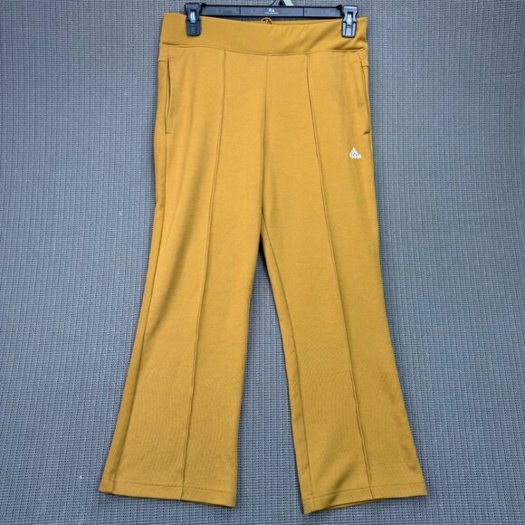 Adidas Womens Mustard Yellow Flared Pants Size S   activewear - Picture 1 of 9